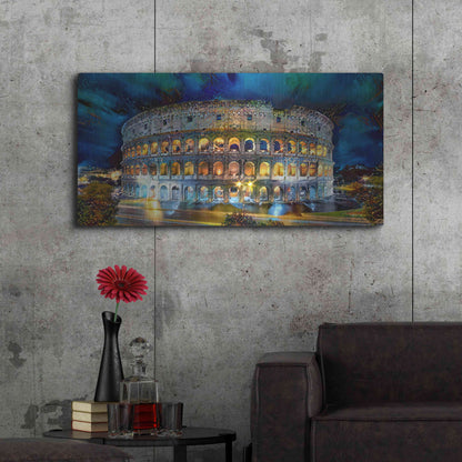 Luxe Metal Art 'Rome Italy Coliseo Night 2022' by Pedro Gavidia, Metal Wall Art,48x24