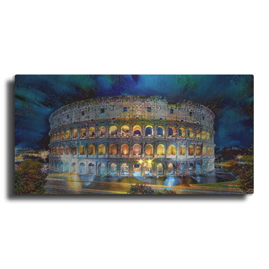 Luxe Metal Art 'Rome Italy Coliseo Night 2022' by Pedro Gavidia, Metal Wall Art