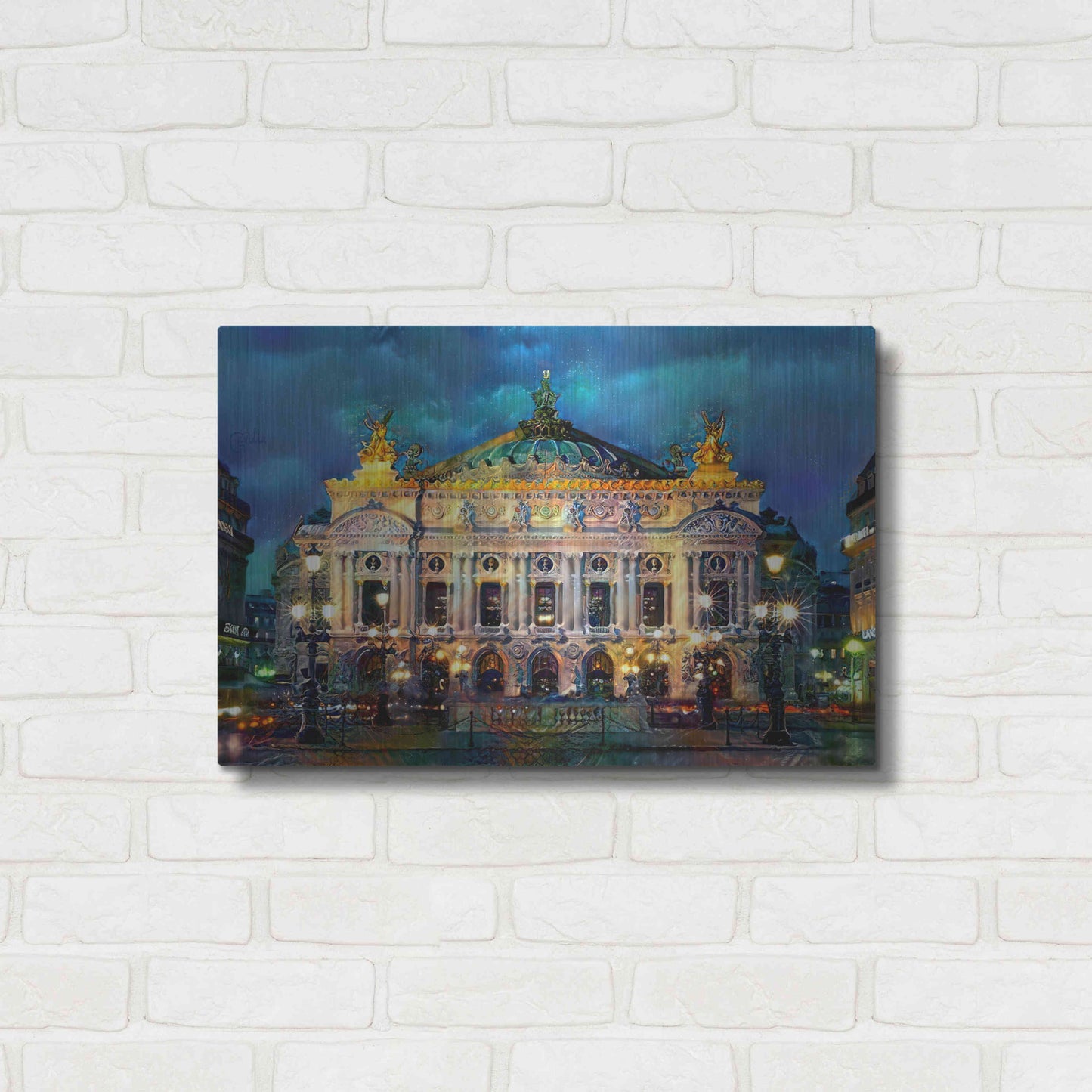 Luxe Metal Art 'Paris France Opera Garnier Night' by Pedro Gavidia, Metal Wall Art,24x16