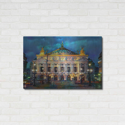 Luxe Metal Art 'Paris France Opera Garnier Night' by Pedro Gavidia, Metal Wall Art,36x24