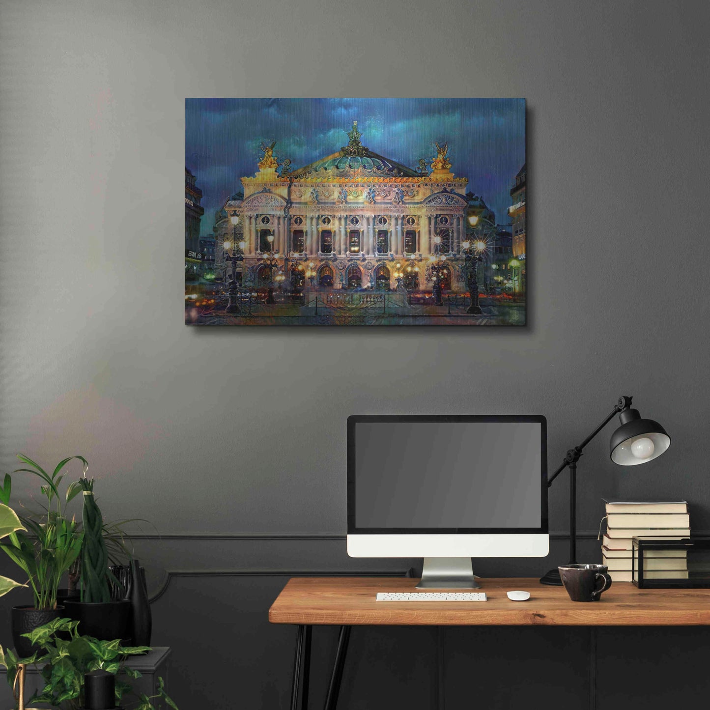 Luxe Metal Art 'Paris France Opera Garnier Night' by Pedro Gavidia, Metal Wall Art,36x24
