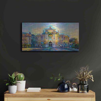 Luxe Metal Art 'Odessa Ukraine Opera and Ballet Theater' by Pedro Gavidia, Metal Wall Art,24x12
