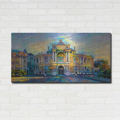 Luxe Metal Art 'Odessa Ukraine Opera and Ballet Theater' by Pedro Gavidia, Metal Wall Art,48x24