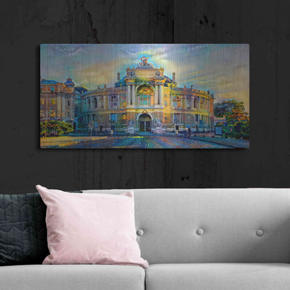 Luxe Metal Art 'Odessa Ukraine Opera and Ballet Theater' by Pedro Gavidia, Metal Wall Art,48x24