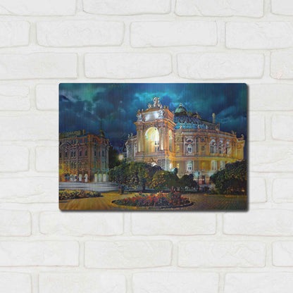 Luxe Metal Art 'Odessa Ukraine Opera and Ballet Theater Night' by Pedro Gavidia, Metal Wall Art,16x12