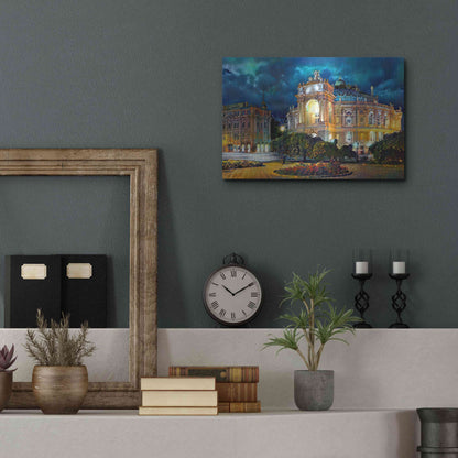 Luxe Metal Art 'Odessa Ukraine Opera and Ballet Theater Night' by Pedro Gavidia, Metal Wall Art,16x12