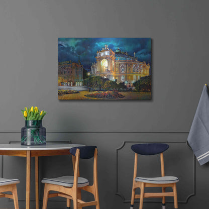 Luxe Metal Art 'Odessa Ukraine Opera and Ballet Theater Night' by Pedro Gavidia, Metal Wall Art,36x24