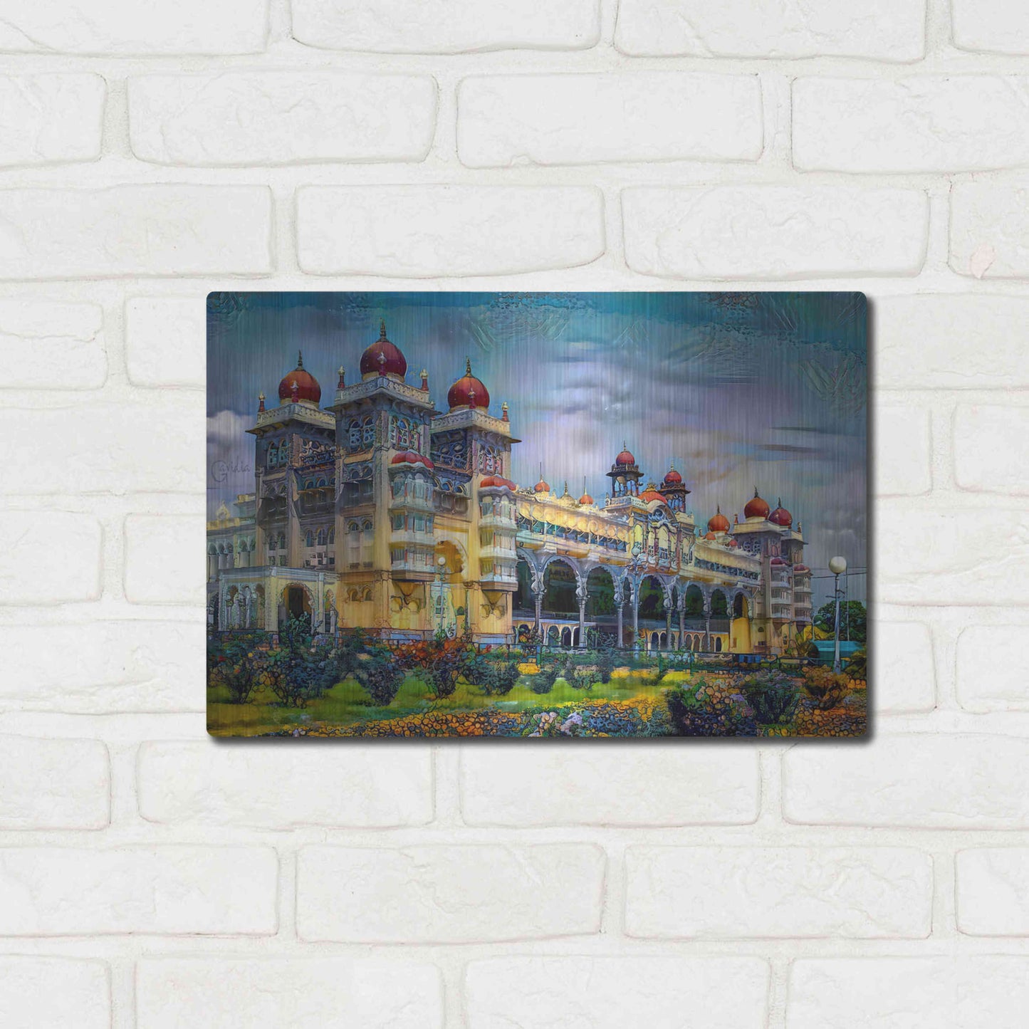 Luxe Metal Art 'Mysore India Royal Palace' by Pedro Gavidia, Metal Wall Art,16x12