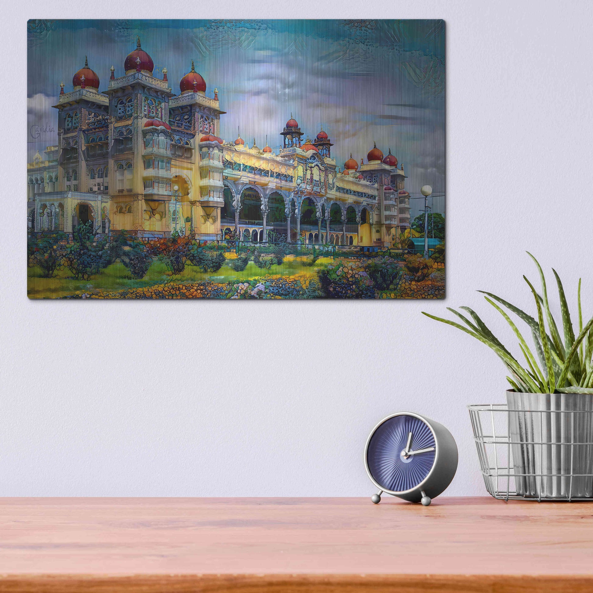Luxe Metal Art 'Mysore India Royal Palace' by Pedro Gavidia, Metal Wall Art,16x12