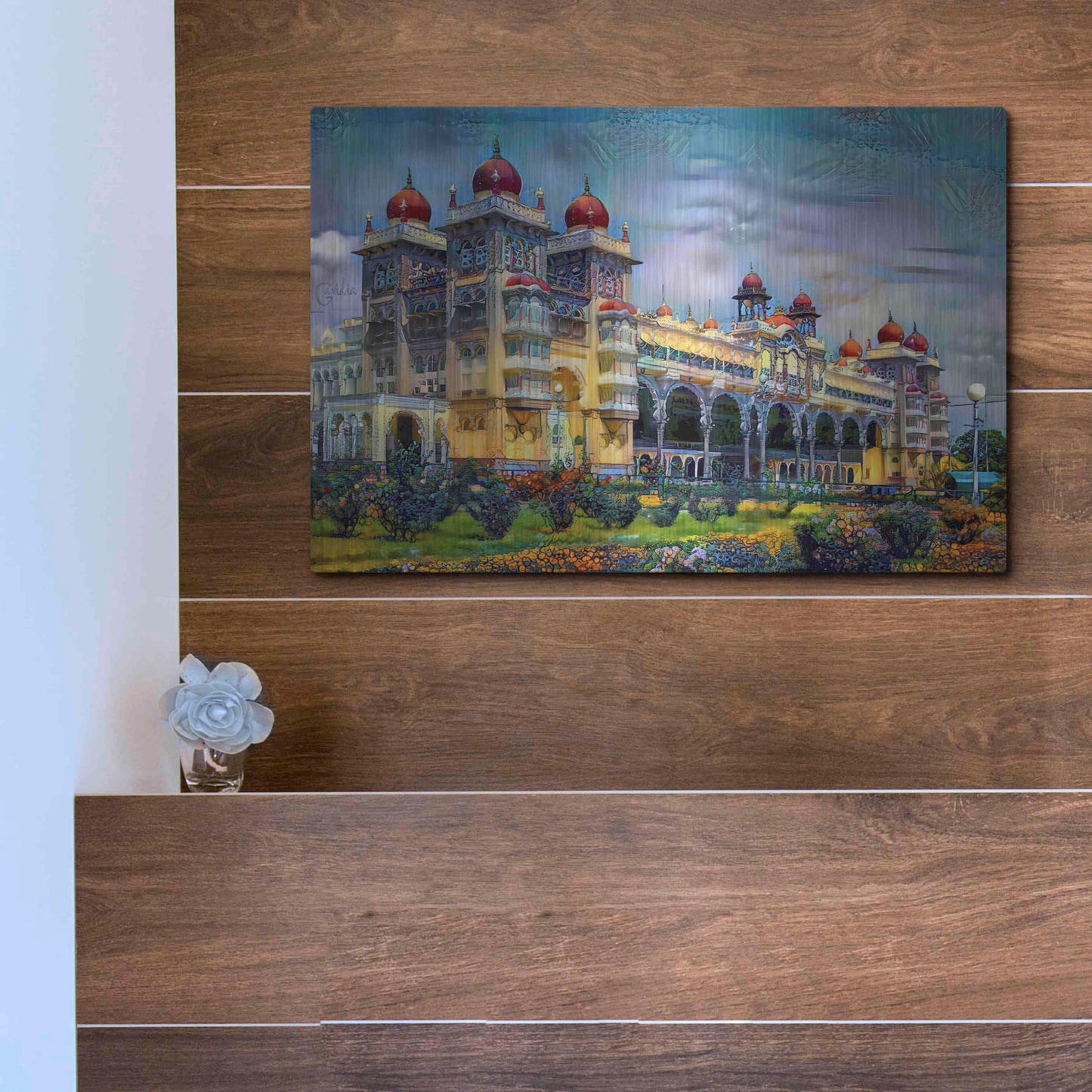 Luxe Metal Art 'Mysore India Royal Palace' by Pedro Gavidia, Metal Wall Art,16x12