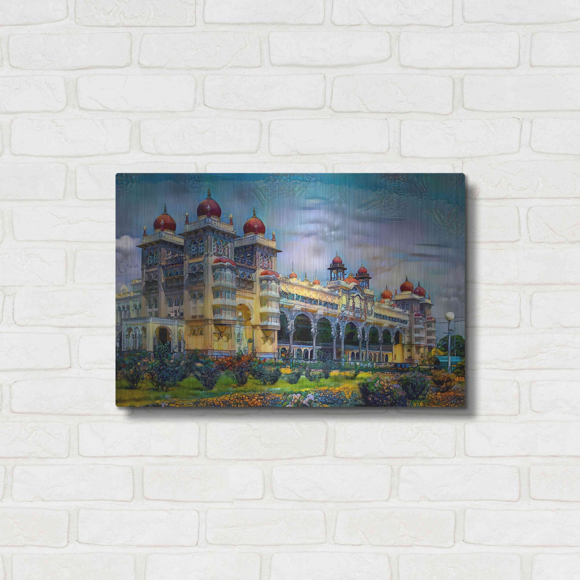 Luxe Metal Art 'Mysore India Royal Palace' by Pedro Gavidia, Metal Wall Art,24x16