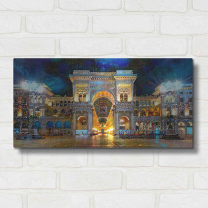 Luxe Metal Art 'Milan Italy Vitorio Emanuel II Night 2022' by Pedro Gavidia, Metal Wall Art,24x12