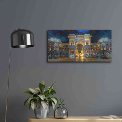 Luxe Metal Art 'Milan Italy Vitorio Emanuel II Night 2022' by Pedro Gavidia, Metal Wall Art,24x12