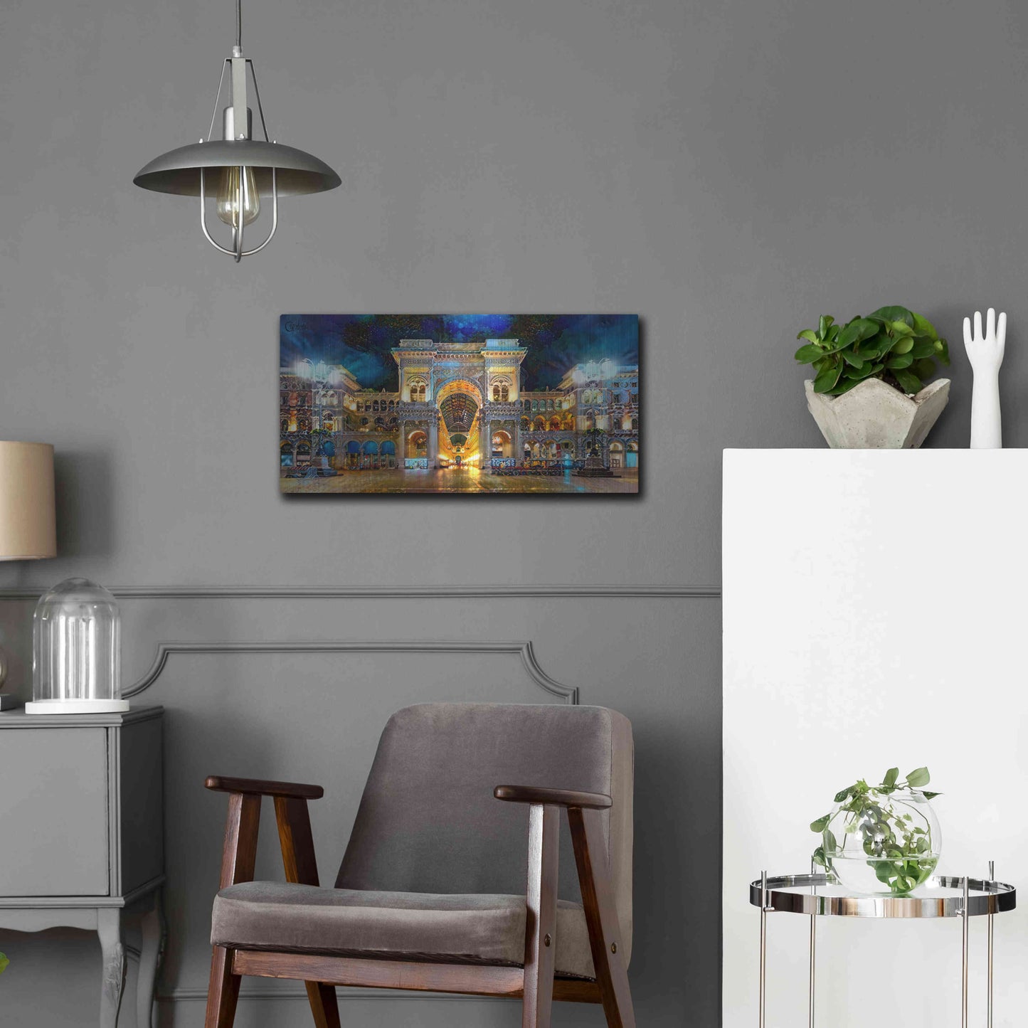 Luxe Metal Art 'Milan Italy Vitorio Emanuel II Night 2022' by Pedro Gavidia, Metal Wall Art,24x12