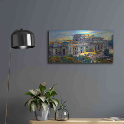 Luxe Metal Art 'Milan Italy Central Station' by Pedro Gavidia, Metal Wall Art,24x12