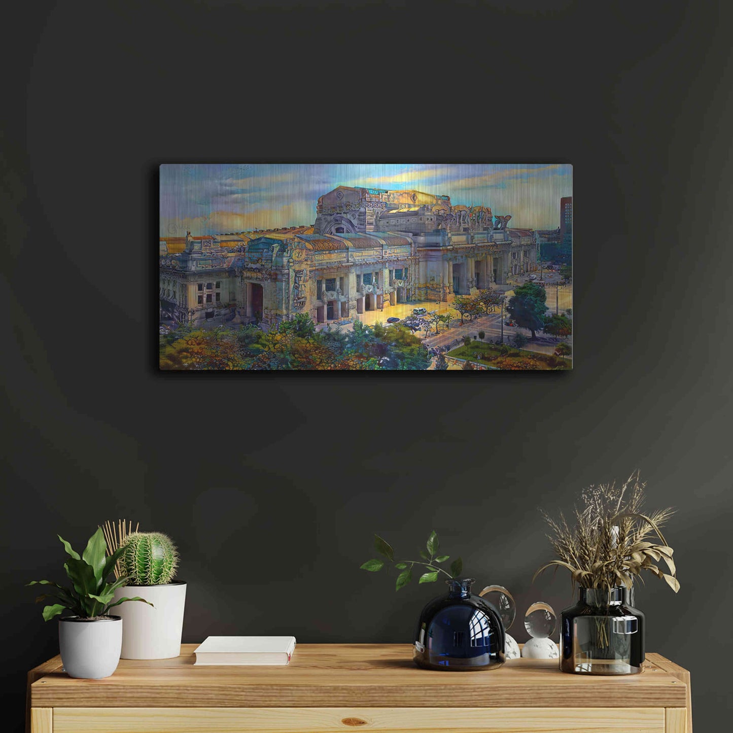 Luxe Metal Art 'Milan Italy Central Station' by Pedro Gavidia, Metal Wall Art,24x12