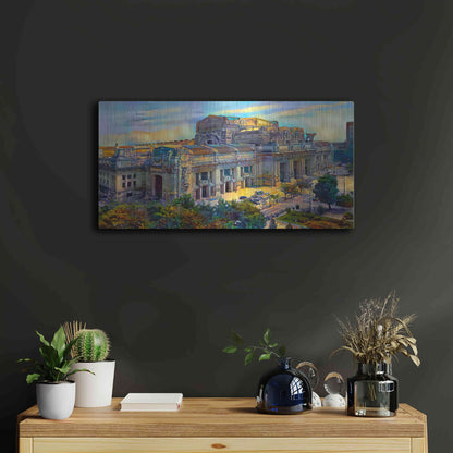 Luxe Metal Art 'Milan Italy Central Station' by Pedro Gavidia, Metal Wall Art,24x12