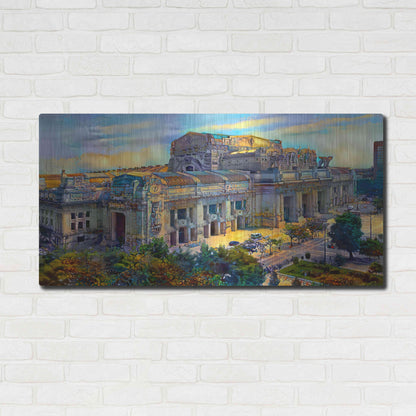 Luxe Metal Art 'Milan Italy Central Station' by Pedro Gavidia, Metal Wall Art,48x24