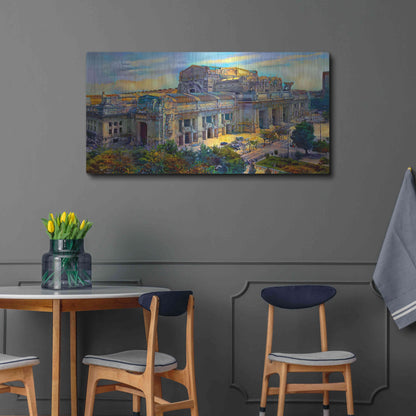 Luxe Metal Art 'Milan Italy Central Station' by Pedro Gavidia, Metal Wall Art,48x24