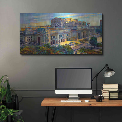 Luxe Metal Art 'Milan Italy Central Station' by Pedro Gavidia, Metal Wall Art,48x24