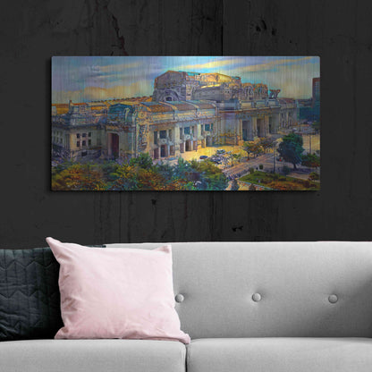 Luxe Metal Art 'Milan Italy Central Station' by Pedro Gavidia, Metal Wall Art,48x24