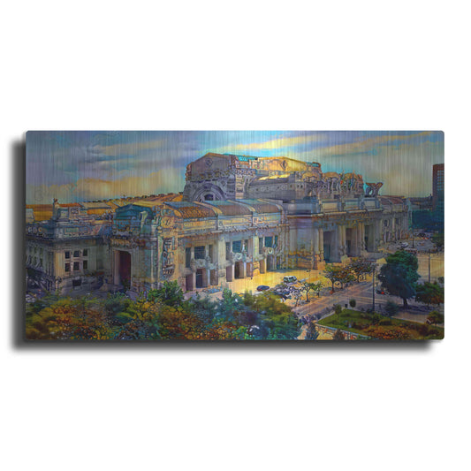 Luxe Metal Art 'Milan Italy Central Station' by Pedro Gavidia, Metal Wall Art