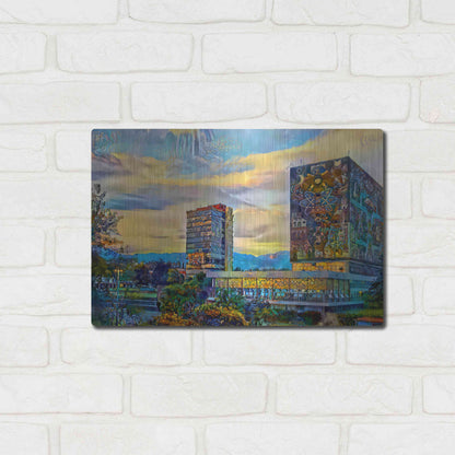 Luxe Metal Art 'Mexico City University City' by Pedro Gavidia, Metal Wall Art,16x12