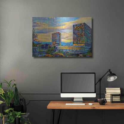 Luxe Metal Art 'Mexico City University City' by Pedro Gavidia, Metal Wall Art,36x24