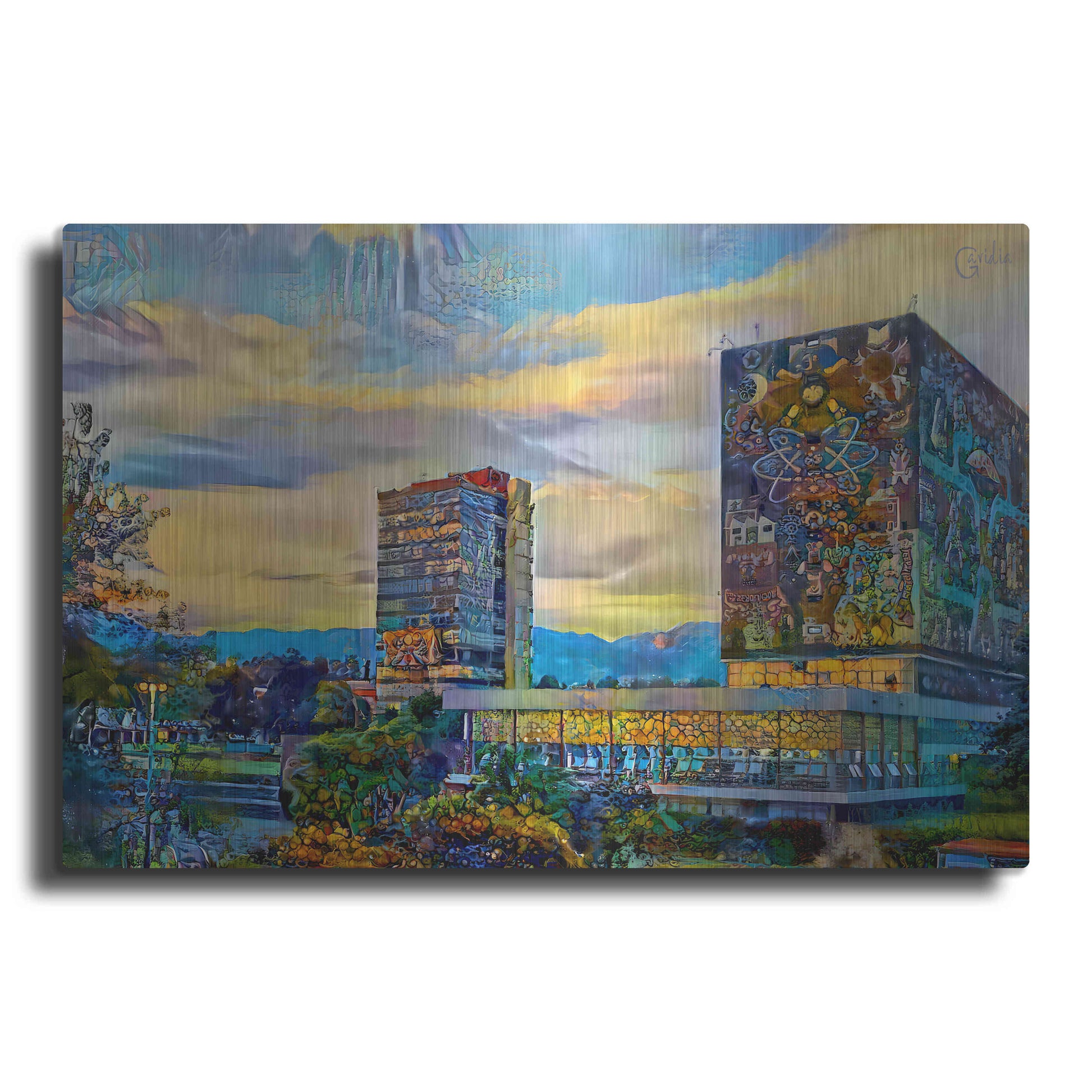 Luxe Metal Art 'Mexico City University City' by Pedro Gavidia, Metal Wall Art