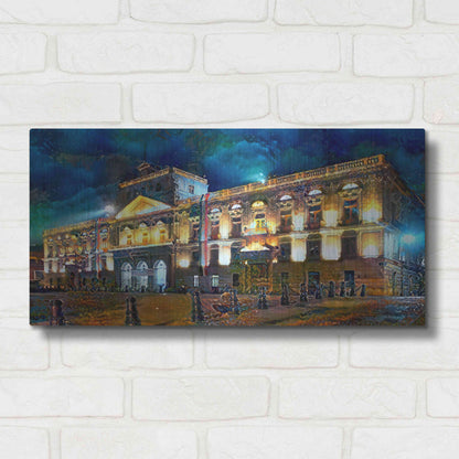 Luxe Metal Art 'Mexico City Palace of Mines Night' by Pedro Gavidia, Metal Wall Art,24x12