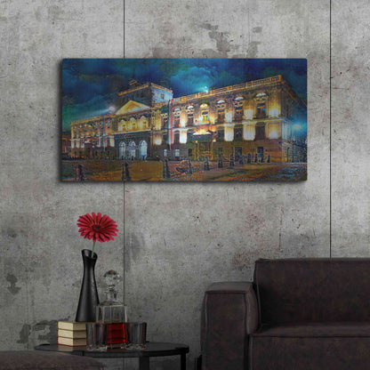 Luxe Metal Art 'Mexico City Palace of Mines Night' by Pedro Gavidia, Metal Wall Art,48x24