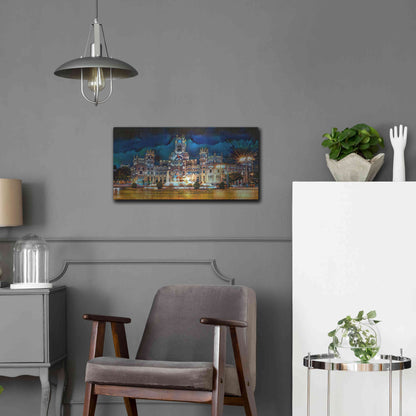 Luxe Metal Art 'Madrid Spain Cibeles Palace' by Pedro Gavidia, Metal Wall Art,24x12