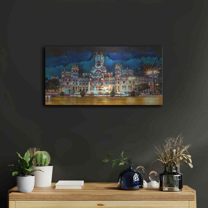 Luxe Metal Art 'Madrid Spain Cibeles Palace' by Pedro Gavidia, Metal Wall Art,24x12