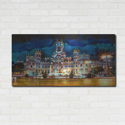 Luxe Metal Art 'Madrid Spain Cibeles Palace' by Pedro Gavidia, Metal Wall Art,48x24