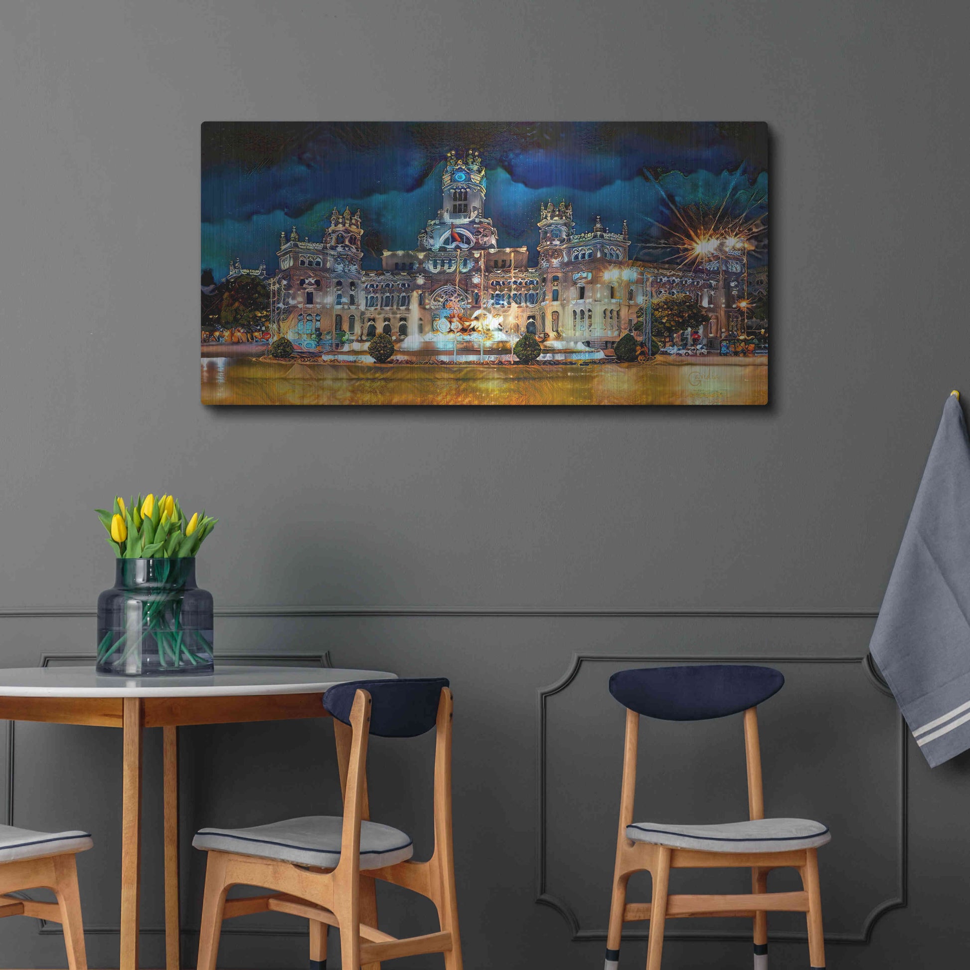 Luxe Metal Art 'Madrid Spain Cibeles Palace' by Pedro Gavidia, Metal Wall Art,48x24