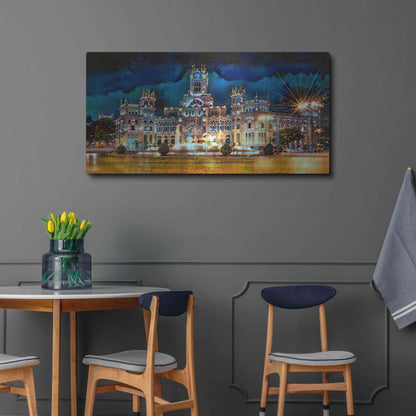 Luxe Metal Art 'Madrid Spain Cibeles Palace' by Pedro Gavidia, Metal Wall Art,48x24