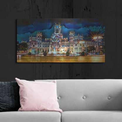 Luxe Metal Art 'Madrid Spain Cibeles Palace' by Pedro Gavidia, Metal Wall Art,48x24