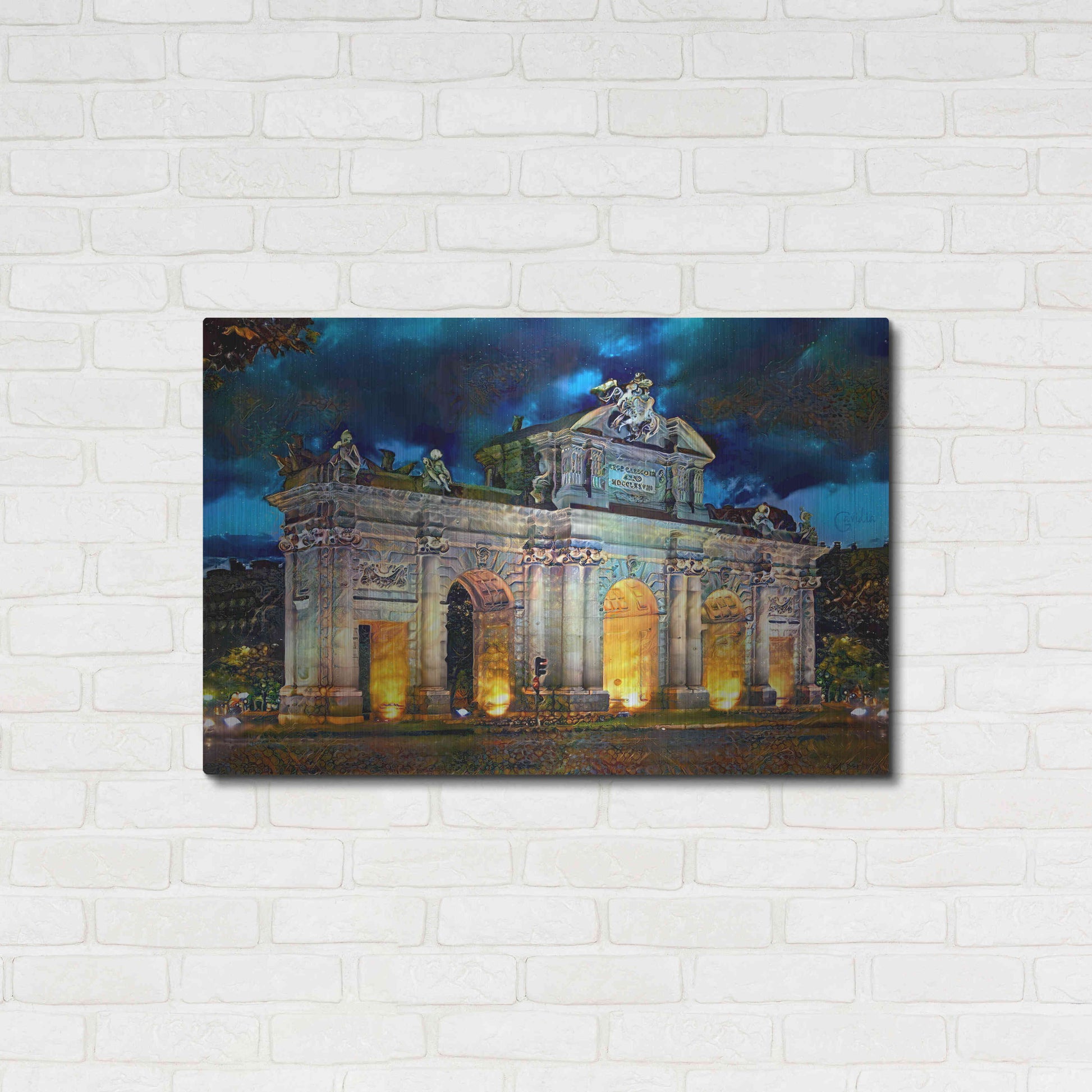 Luxe Metal Art 'Madrid Spain Alcala Gate' by Pedro Gavidia, Metal Wall Art,36x24