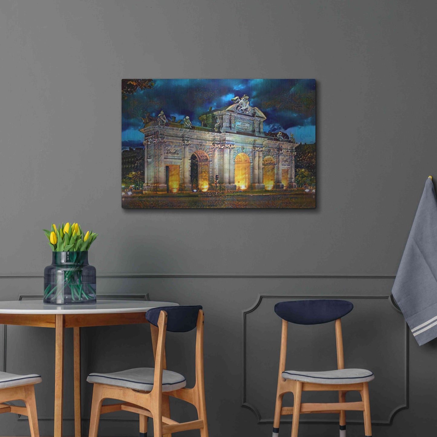 Luxe Metal Art 'Madrid Spain Alcala Gate' by Pedro Gavidia, Metal Wall Art,36x24