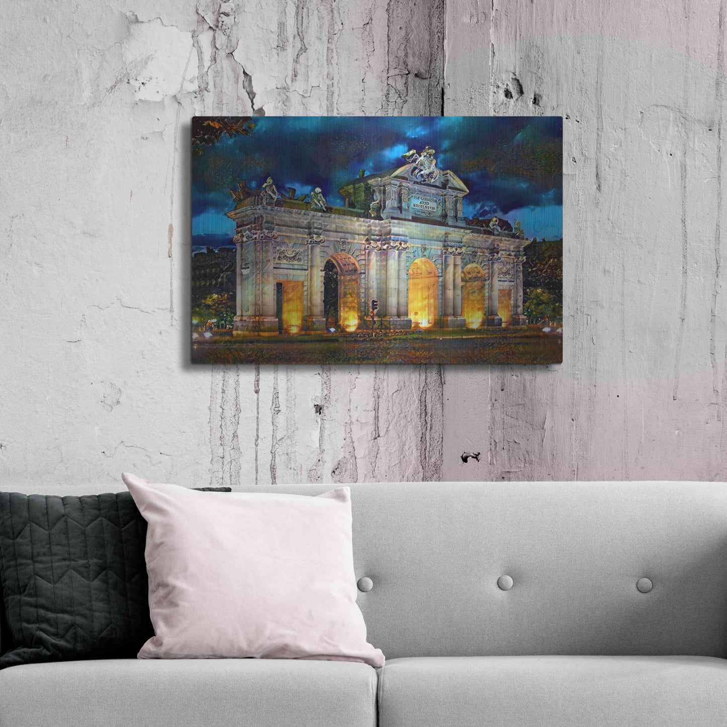 Luxe Metal Art 'Madrid Spain Alcala Gate' by Pedro Gavidia, Metal Wall Art,36x24