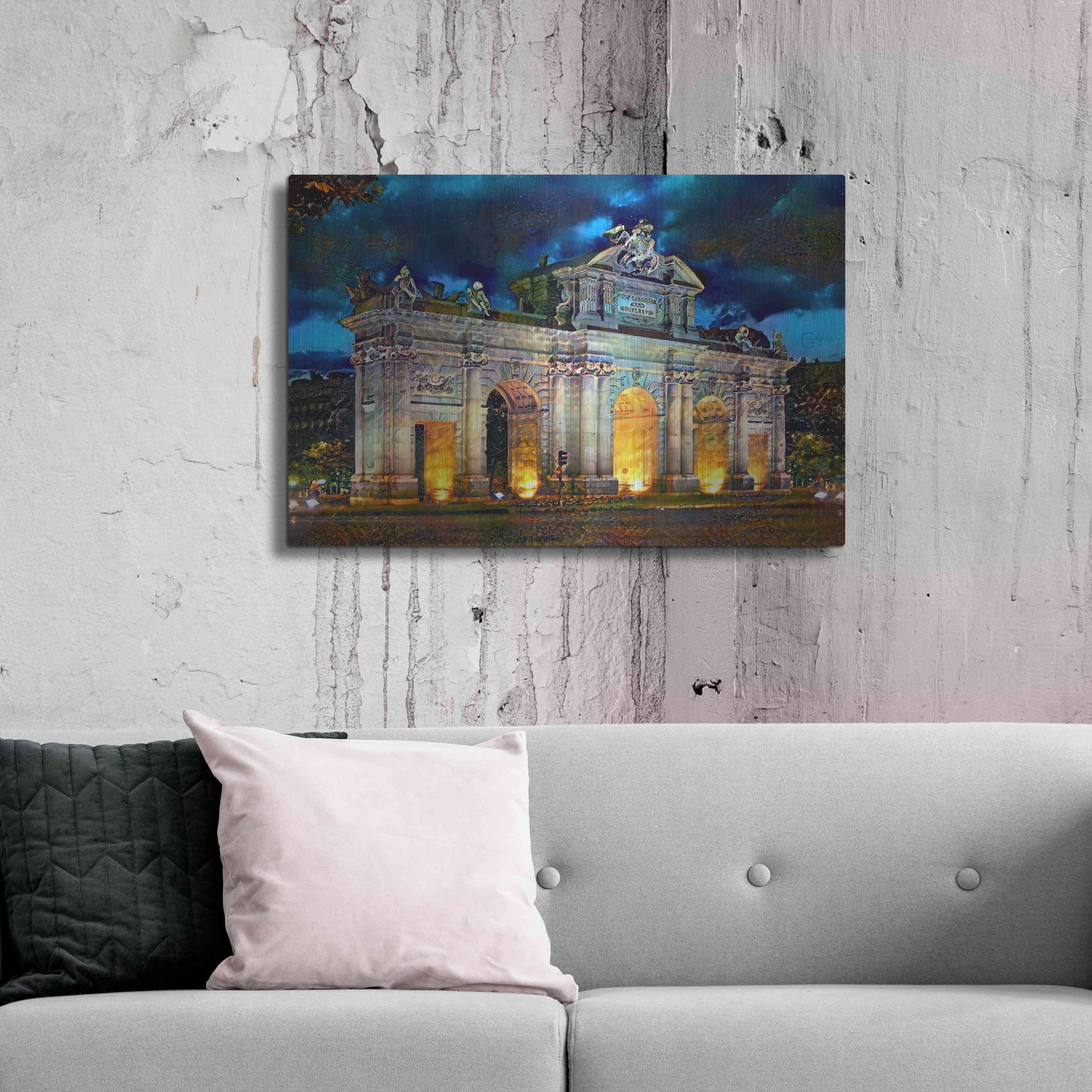 Luxe Metal Art 'Madrid Spain Alcala Gate' by Pedro Gavidia, Metal Wall Art,36x24