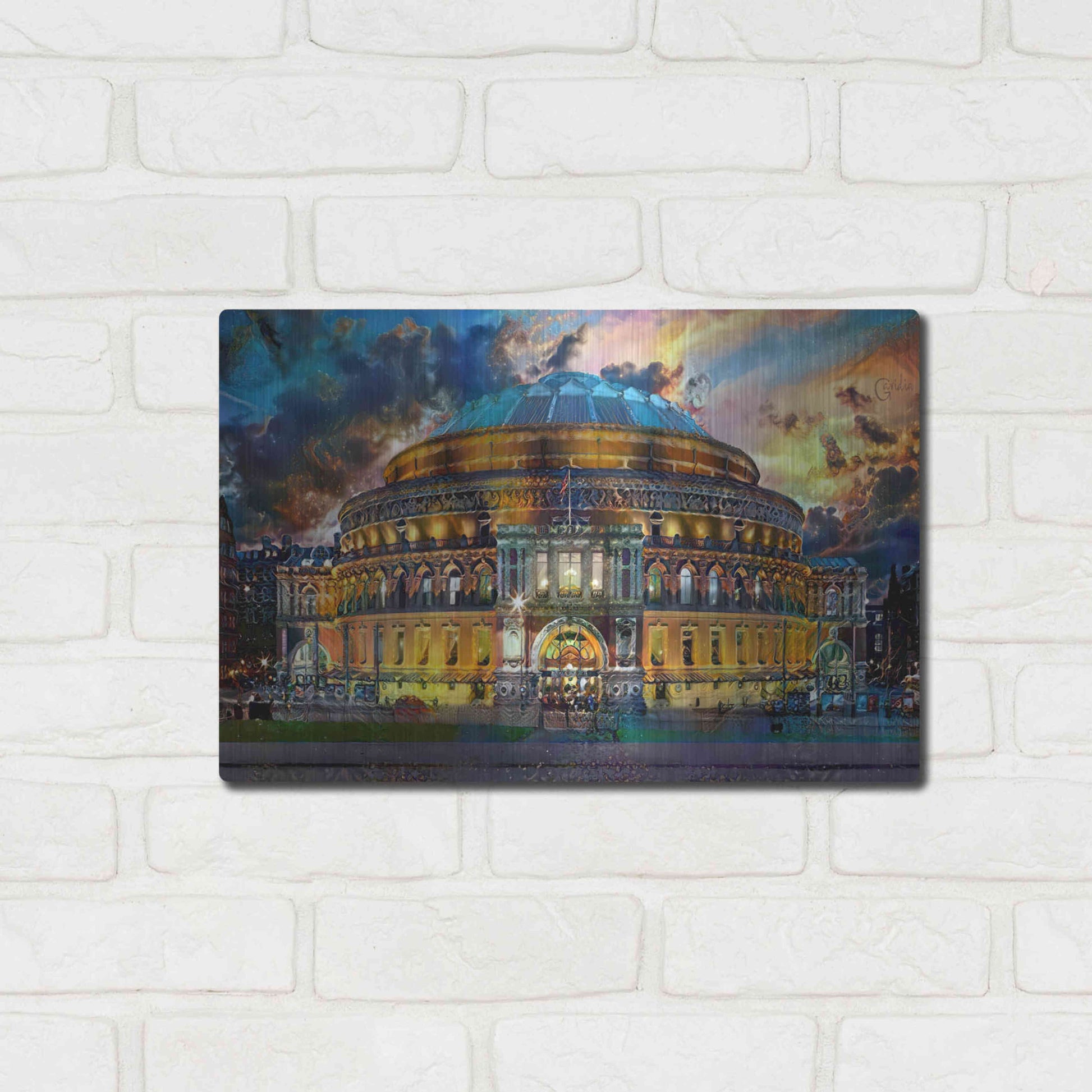 Luxe Metal Art 'London England Royal Albert Hall' by Pedro Gavidia, Metal Wall Art,16x12