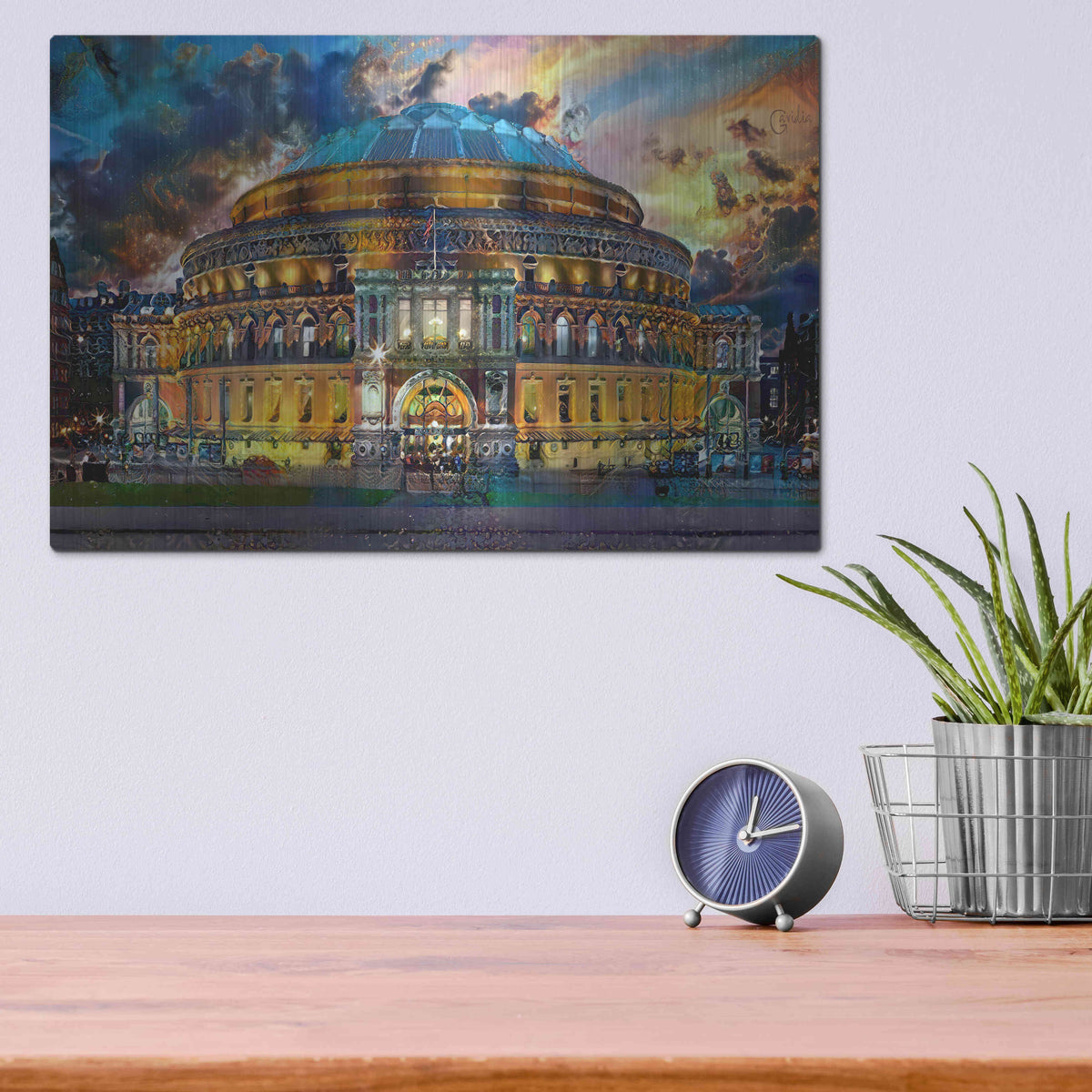 Luxe Metal Art 'London England Royal Albert Hall' by Pedro Gavidia, Metal Wall Art,16x12