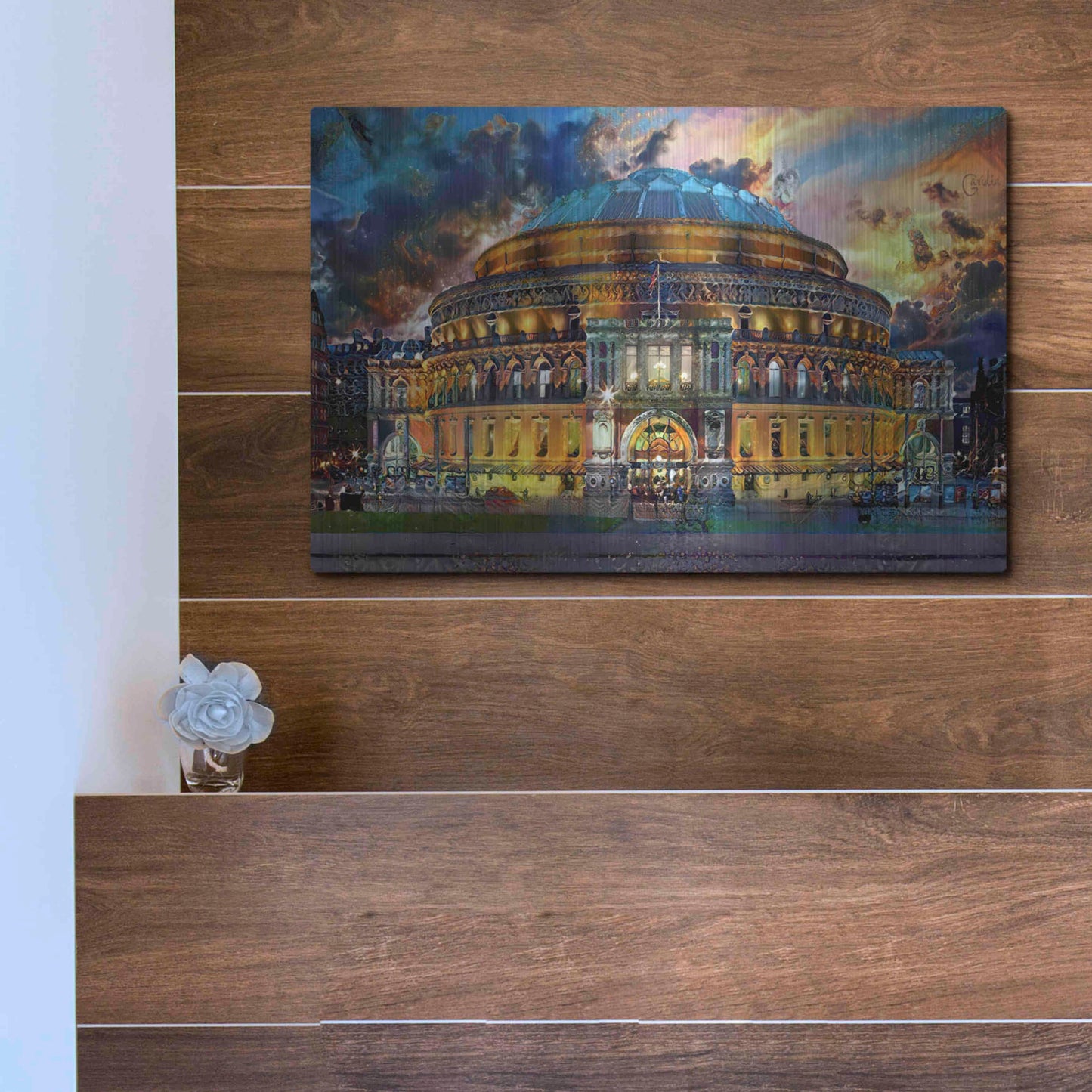 Luxe Metal Art 'London England Royal Albert Hall' by Pedro Gavidia, Metal Wall Art,16x12