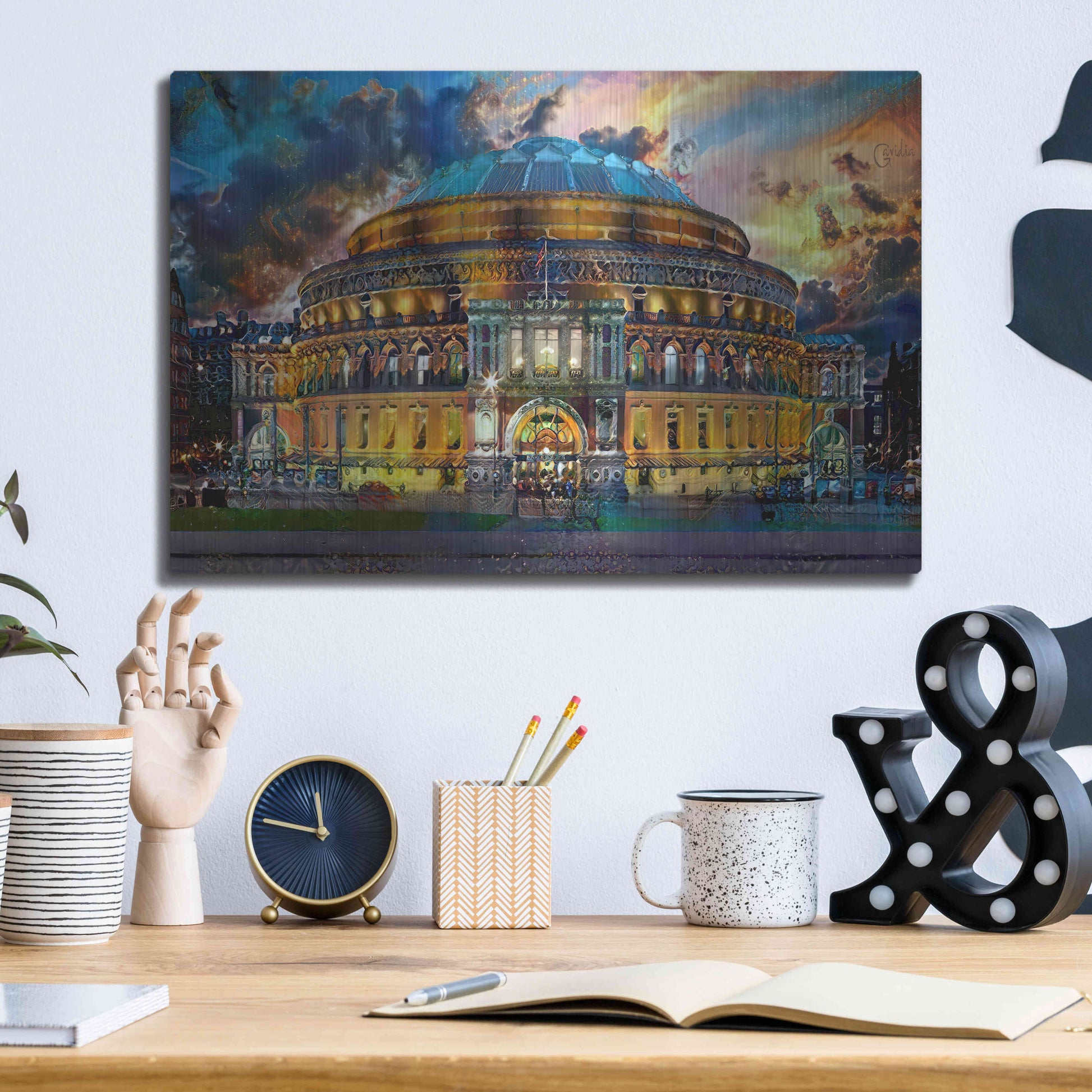 Luxe Metal Art 'London England Royal Albert Hall' by Pedro Gavidia, Metal Wall Art,16x12