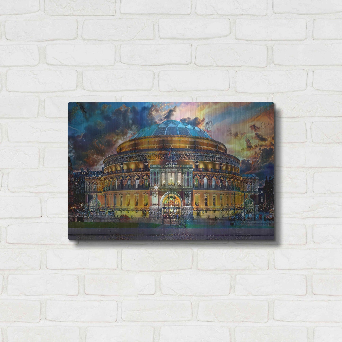 Luxe Metal Art 'London England Royal Albert Hall' by Pedro Gavidia, Metal Wall Art,24x16