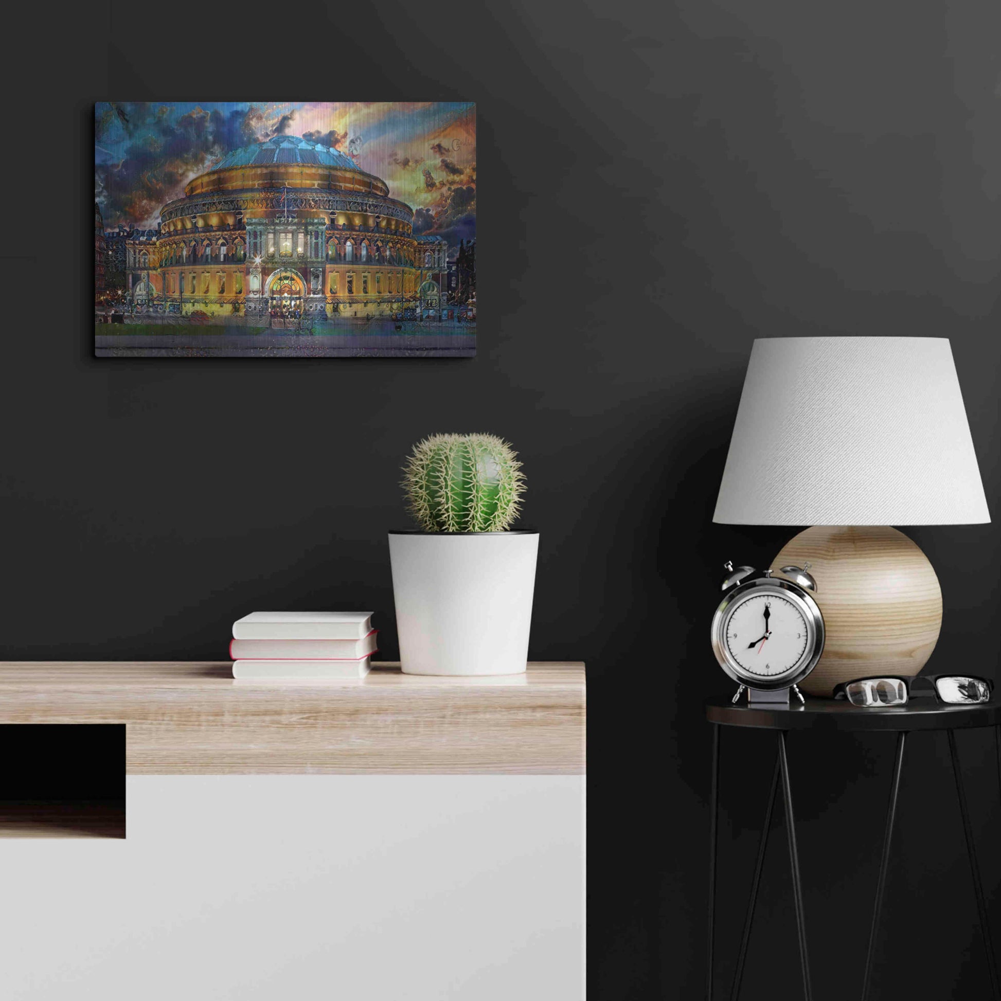 Luxe Metal Art 'London England Royal Albert Hall' by Pedro Gavidia, Metal Wall Art,24x16