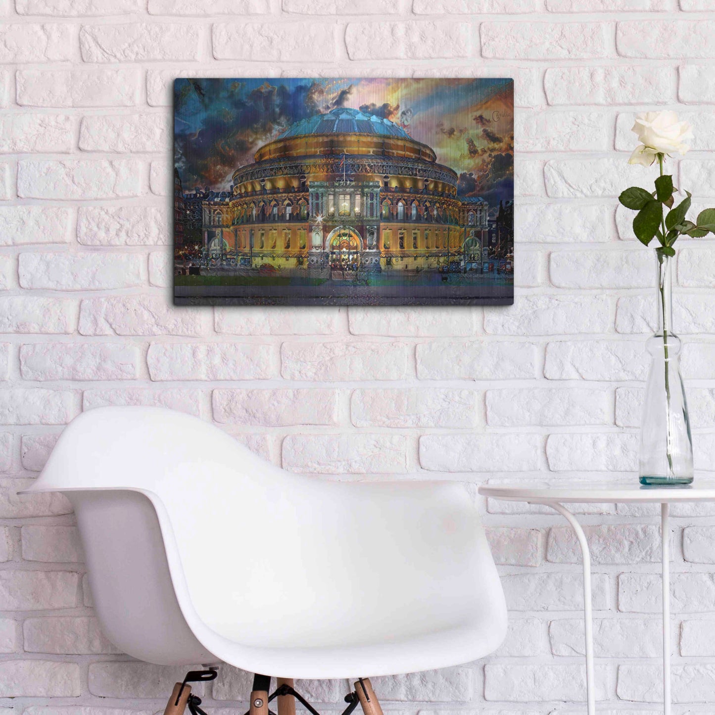 Luxe Metal Art 'London England Royal Albert Hall' by Pedro Gavidia, Metal Wall Art,24x16