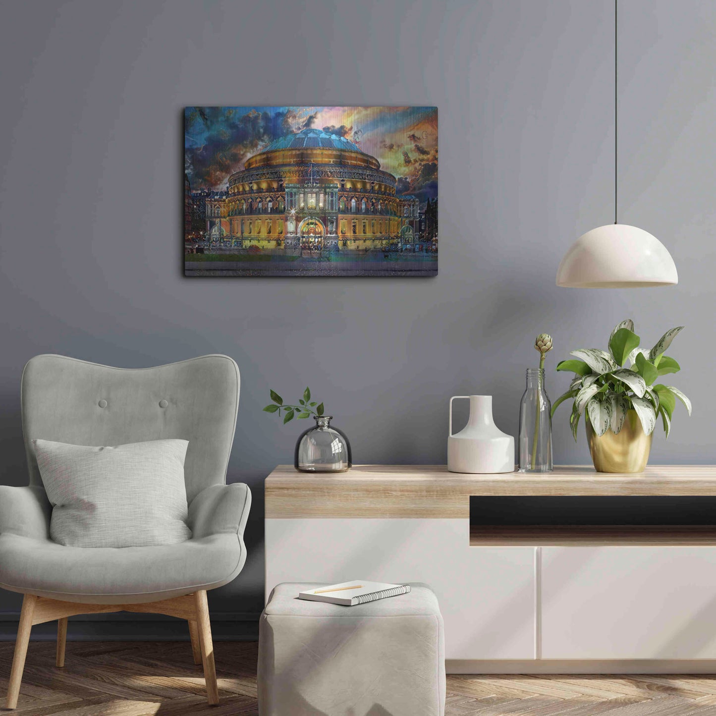 Luxe Metal Art 'London England Royal Albert Hall' by Pedro Gavidia, Metal Wall Art,24x16