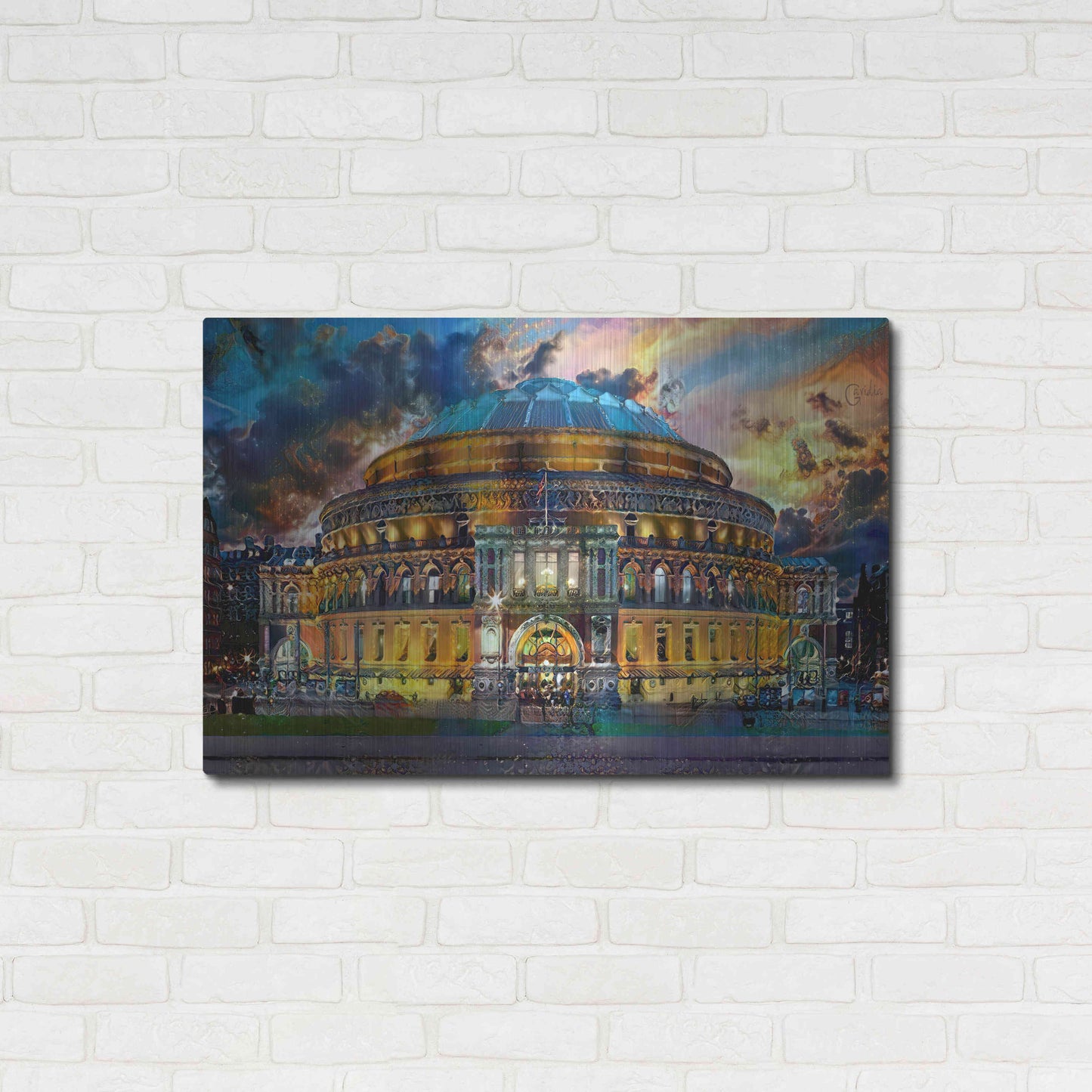 Luxe Metal Art 'London England Royal Albert Hall' by Pedro Gavidia, Metal Wall Art,36x24